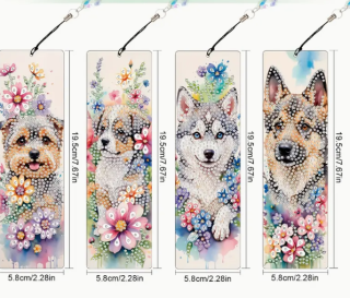 Preview: Diamond Painting Lesezeichen Set Hunde